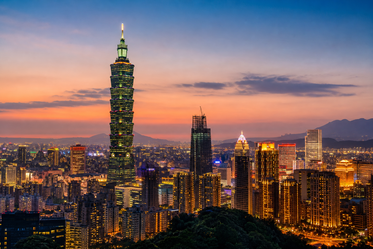 台北市區夜景與台北101